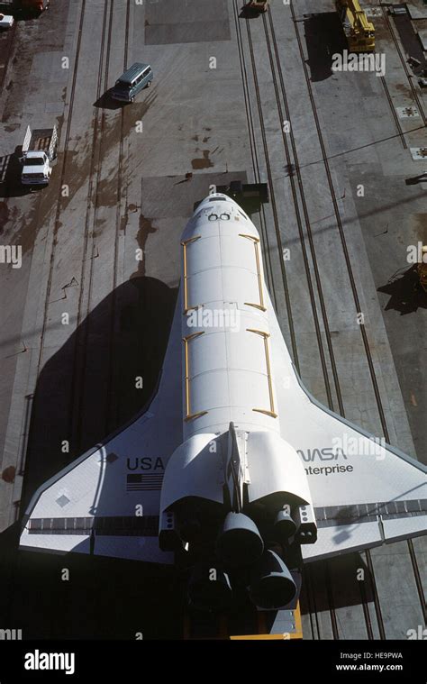 An Overhead View Of The Space Shuttle Enterprise Parked Aboard Its