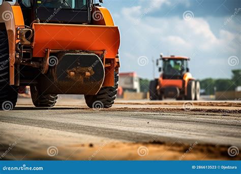 Road Roller Working on the Construction of a New Road Stock Image - Image of involved, roadworks ...