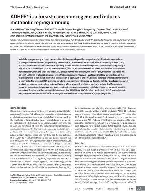 Pdf Adhfe1 Is A Breast Cancer Oncogene And Induces Metabolic