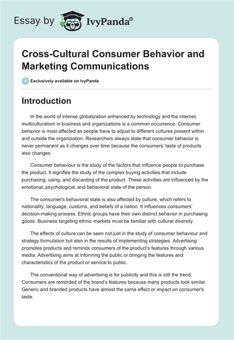 Cross Cultural Consumer Behavior And Marketing Communications 5630