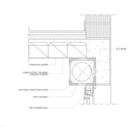 Persiana Enrollable Instalada Contra Viga Perimetral Dwg Detalle Cad