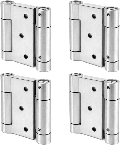 QWORK 4pcs 76mm 304 Stainless Steel Double Action Spring Hinges For