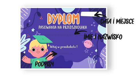 Dyplom Pasowania na Przedszkolaka wzór 11 A4 Ponpon Toys