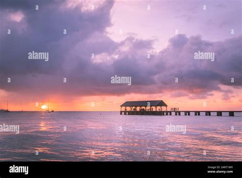 Hanalei Bay beach sunset Stock Photo - Alamy