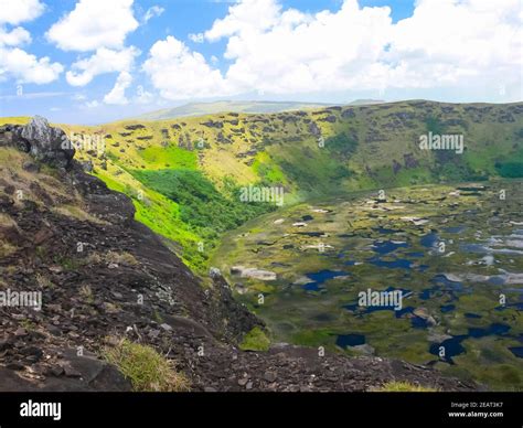 nature of Easter Island, landscape, vegetation and coast Stock Photo ...