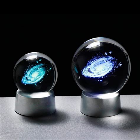 60mm 80mm 3d Laser Engraved Galaxy Crystal Ball Miniature Model Crystal Craft Sphere Ornament