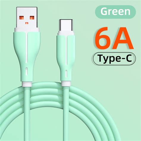 สายชาร์จ Usb C ซิลิโคนเหลว 6a Type C ชาร์จเร็ว 2 เมตร สําหรับโทรศัพท์