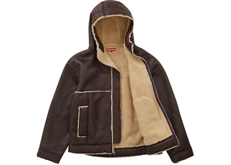 Supreme Faux Shearling Hooded Jacket Ss23 Brick Mens Ss23 Us