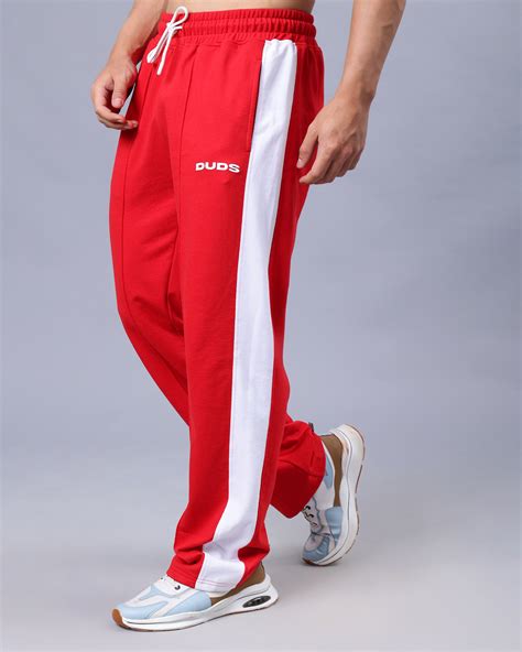 Buy Mens Red Striped Relaxed Fit Track Pants Online At Bewakoof