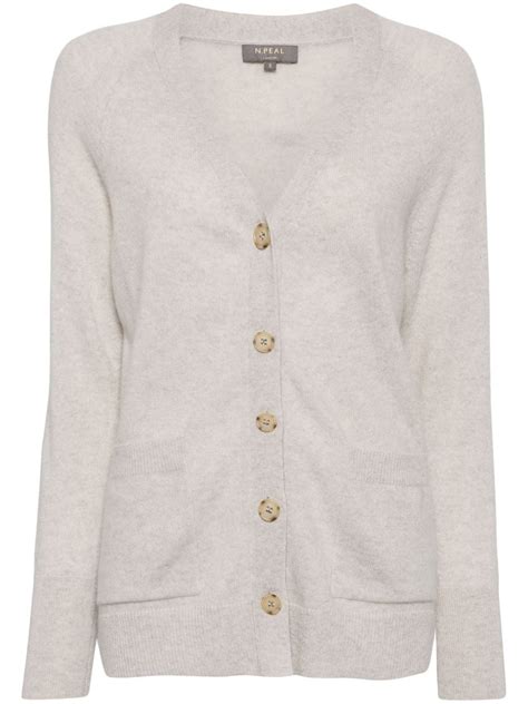 N Peal Erin Cashmere Cardigan Grey FARFETCH