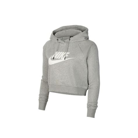 Nike Sportswear Essential Cropped Grey White Womens Hoodie Cj6327 063