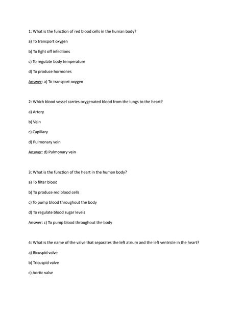 Solution Circulatory System Mcqs With Answers Studypool