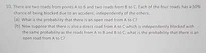 Solved There Are Two Roads From Points A To B And Two Roads Chegg