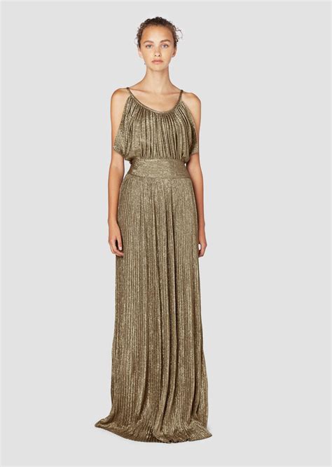 Lyst Derek Lam Pleated Maxi Dress In Metallic