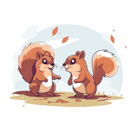 Premium Vector | Squirrels in the autumn park vector illustration in cartoon style