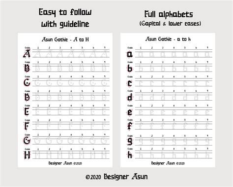 Gothic Calligraphy Worksheet for Beginners Gothic Letter Template PDF ...