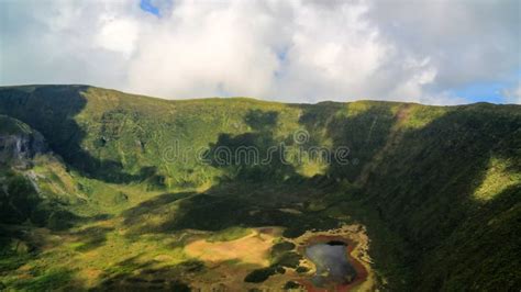 Aerial View To Caldeira Do Faial Faial Island Azores Portugal Stock