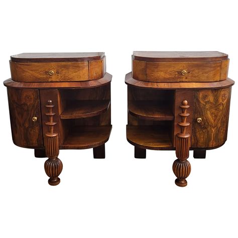 Maison Jansen Pair Of Art Deco Night Tables In Lemon Tree Circa 1940