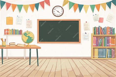 Classroom Background Cartoon Style Image | Premium AI-generated vector