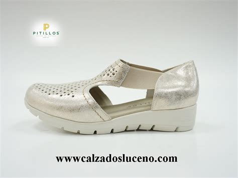 Pitillos Zapatos Mujer Piel Primavera Oro El Sticos Calzados Luce O