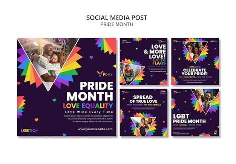 Premium Psd Flat Design Pride Month Instagram Posts