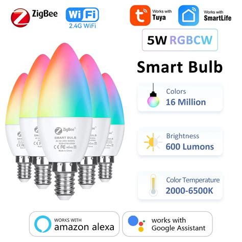 Tuya Zigbee Wifi E Led Light Bulb Dimmable Rgb Cw Ww W Smart