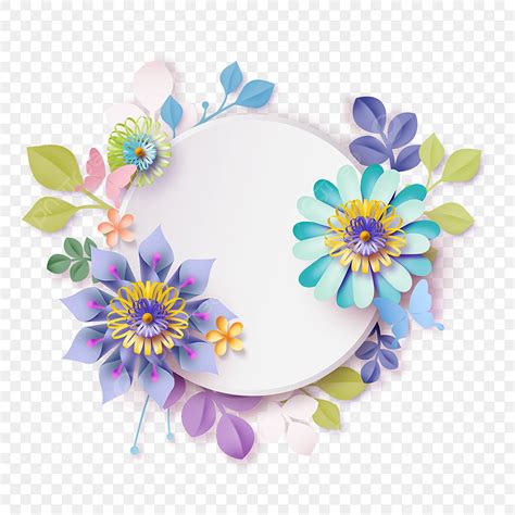 Floral Round Border White Transparent Color Paper Cut Floral Round