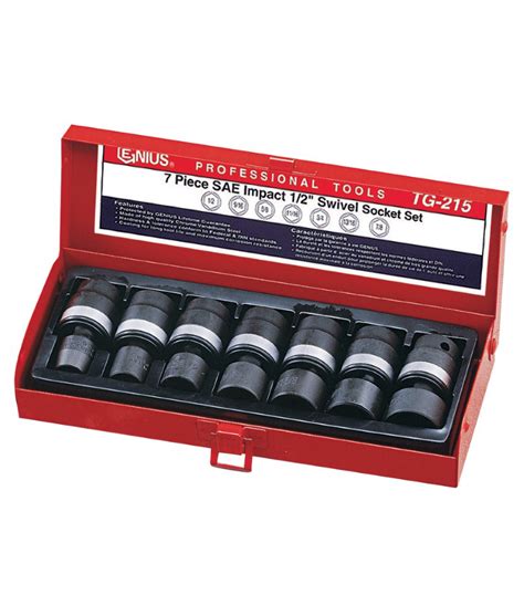 7 Piece 12 Dr Sae Swivel Impact Socket Set Cr V Genius