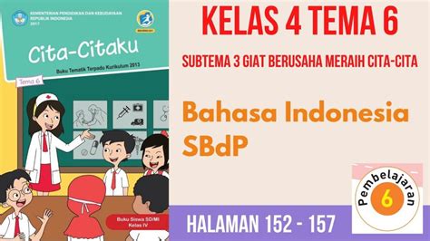 Kunci Jawaban Tema 6 Kelas 4 SD Halaman 152 154 Prestasi Apa Saja Yang