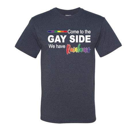 Come To The Gay Side We Have Rainbows LGBT Pride Mens T Shirts Vintage Heather Blue XL