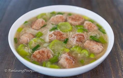 pork bola bola soup  misua  patola panlasang pinoy