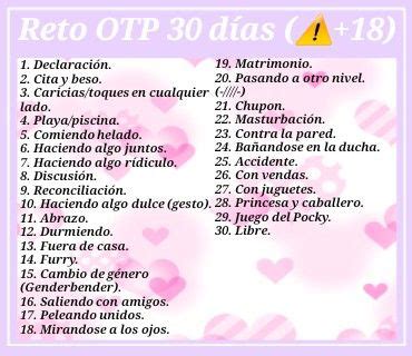 Reto OTP 30 días advertencia 18 Retos de parejas Libro de retos