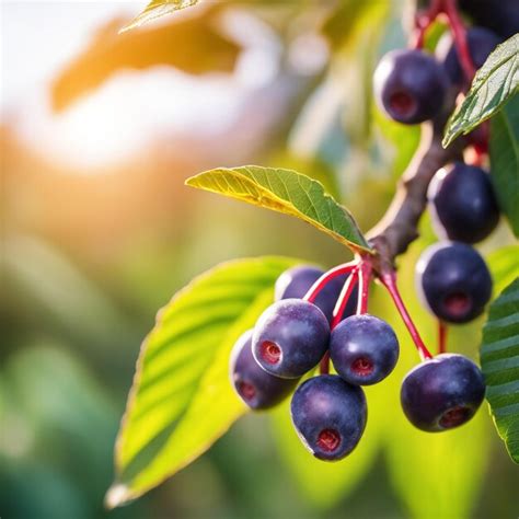 Premium AI Image | photo shot of a Acai attached to a tree branch with ...