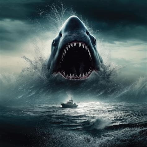 Giant Megalodon Ferocious Prehistoric Predator Captivating Artwork of ...