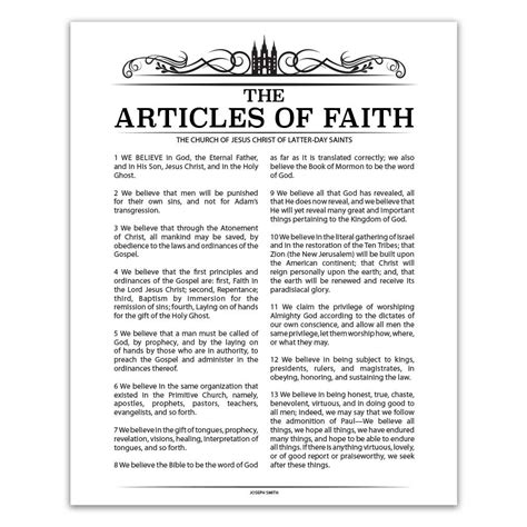 The Articles of Faith Poster - Temple Header Style