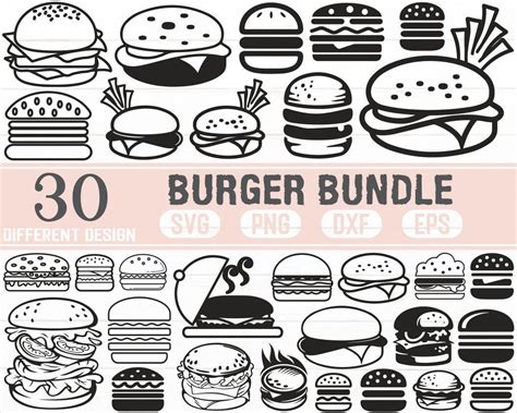 Burger Svg Hamburger Svg Cheeseburger Svg Fast Food Svg Etsy