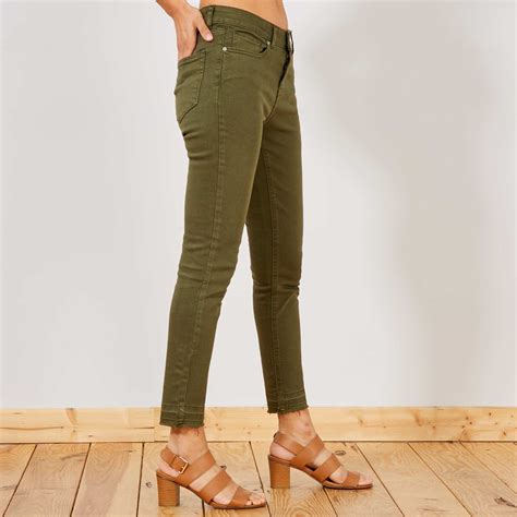 Pantalon En Denim Skinny Femme Kaki Kiabi 15 00