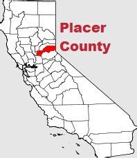 Placer County on the map of California 2024. Cities, roads, borders and ...