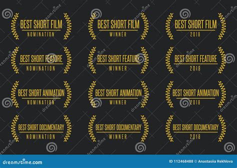 Best Short Movie Award Winner Logo Set Stock Vector - Illustration of ...