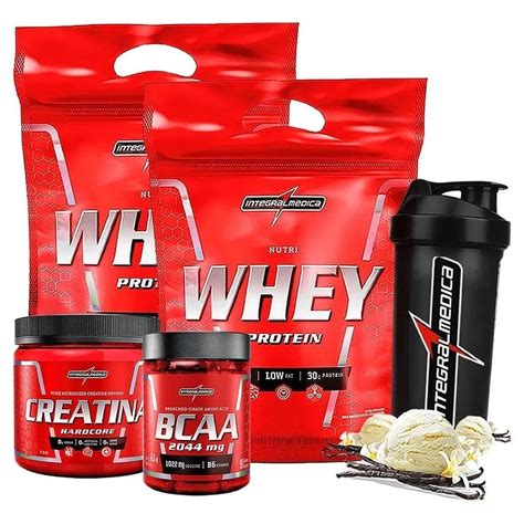 Kit 2x Nutri Whey Refil 900g Creatina 150g Bcaa 90 Capsulas