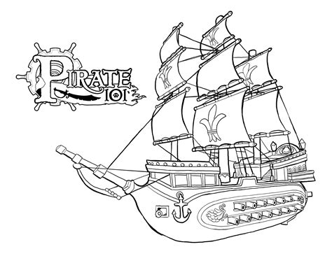 Captain Hook Pirate Ship Coloring Clip Art Library