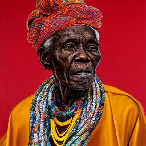 A Painting Of A Wise Elder From Kenya By Kehinde Wiley Stable