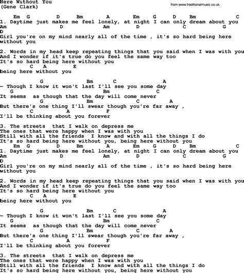 Here Without You By The Byrds Lyrics And Chords