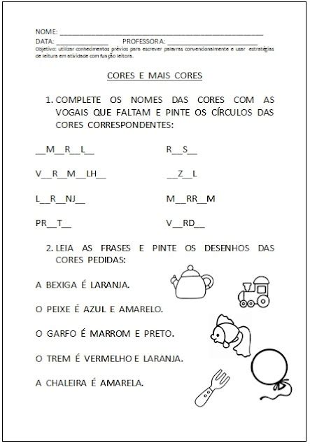 Mundinho Da Criança Alfabetização Atividades Cores