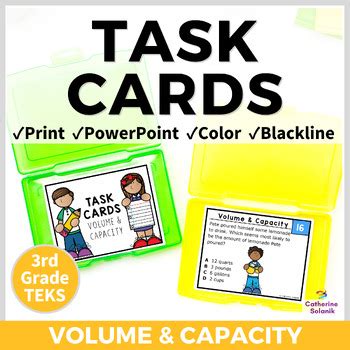 Rd Grade Math Teks Task Cards Set Volume Capacity Powerpoint