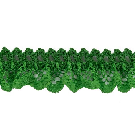 Grass Green Ruffled Stretch Lace Trimming 0 625 Crochet Lace Trims