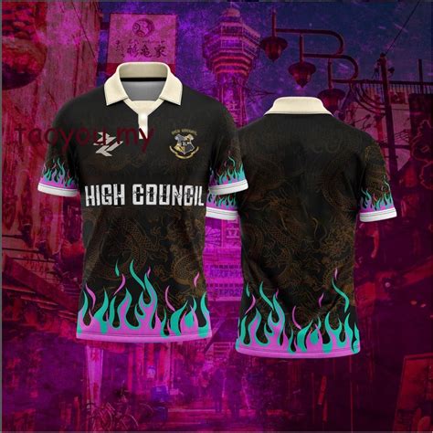 READY STOCK BLACK AND PURPLE RETRO COLLAR VIRAL HIGH COUNCIL HC