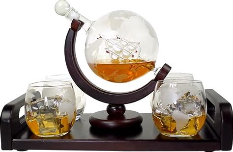 Whisiskey Decanteerkaraf Wereldbol Luxe Whiskey Karaf Set L