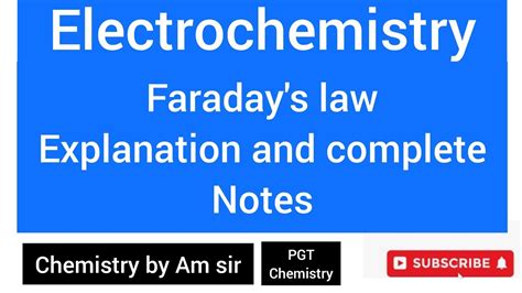 Faradays Law Of Electrolysis Electrochemistry Proper Explained And Notes Youtube