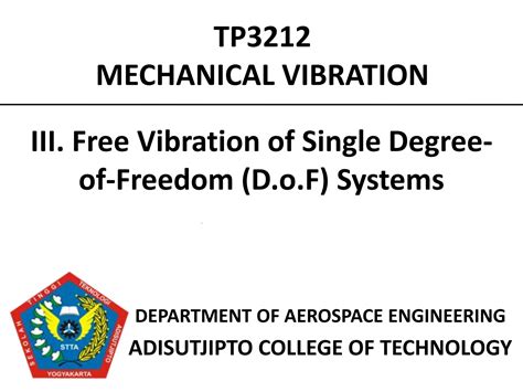 Solution Free Vibration Of Single Degree Of Freedom D O F System